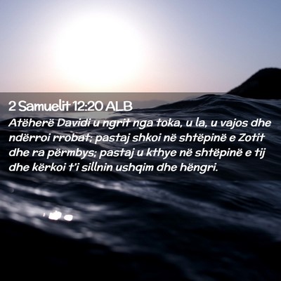 Picture 02 - 2 Samuelit 12:20 ALB - Atëherë Davidi u ngrit nga toka, u la, u vajos - Bible Verse Picture