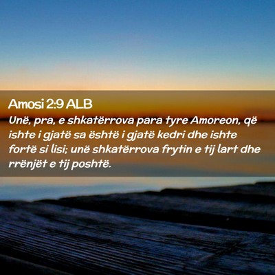 Picture 02 - Amosi 2:9 ALB - Unë, pra, e shkatërrova para tyre Amoreon, që - Bible Verse Picture