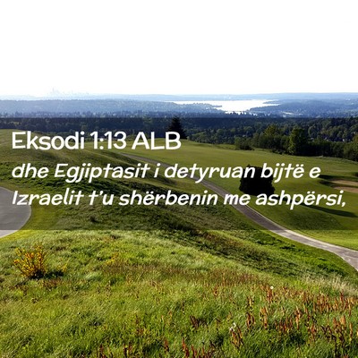 Picture 02 - Eksodi 1:13 ALB - dhe Egjiptasit i detyruan bijtë e Izraelit t’u - Bible Verse Picture