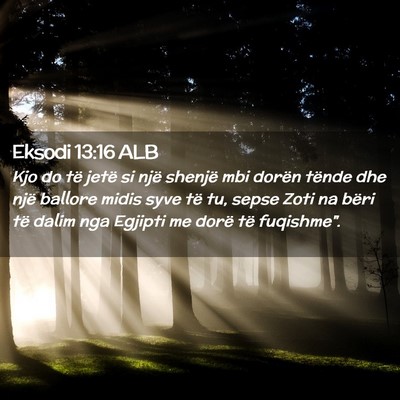Picture 02 - Eksodi 13:16 ALB - Kjo do të jetë si një shenjë mbi dorën - Bible Verse Picture