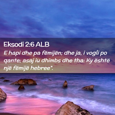 Picture 02 - Eksodi 2:6 ALB - E hapi dhe pa fëmijën; dhe ja, i vogli po - Bible Verse Picture