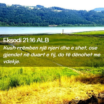 Picture 02 - Eksodi 21:16 ALB - Kush rrëmben një njeri dhe e shet, ose gjendet - Bible Verse Picture