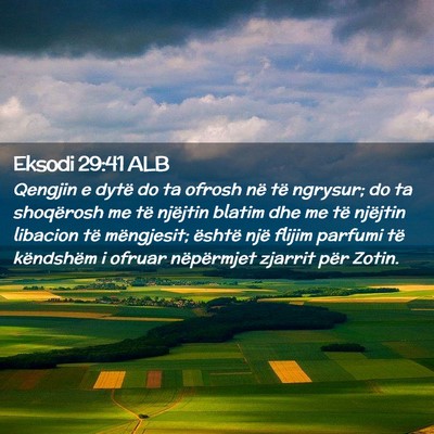 Picture 02 - Eksodi 29:41 ALB - Qengjin e dytë do ta ofrosh në të ngrysur; do - Bible Verse Picture