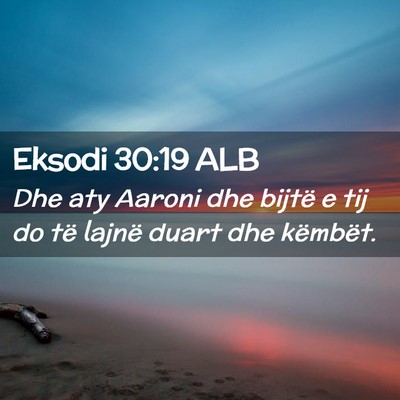 Picture 02 - Eksodi 30:19 ALB - Dhe aty Aaroni dhe bijtë e tij do të lajnë - Bible Verse Picture