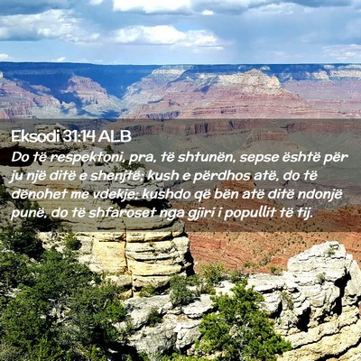 Picture 02 - Eksodi 31:14 ALB - Do të respektoni, pra, të shtunën, sepse - Bible Verse Picture