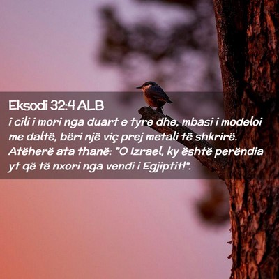 Picture 02 - Eksodi 32:4 ALB - i cili i mori nga duart e tyre dhe, mbasi i - Bible Verse Picture