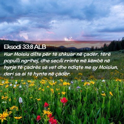 Picture 02 - Eksodi 33:8 ALB - Kur Moisiu dilte për të shkuar në çadër, - Bible Verse Picture