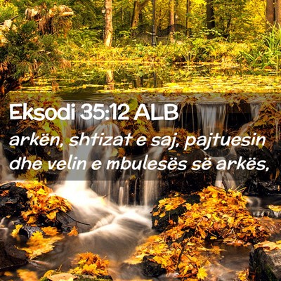 Picture 02 - Eksodi 35:12 ALB - arkën, shtizat e saj, pajtuesin dhe velin e - Bible Verse Picture