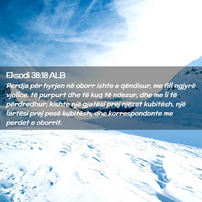Picture 02 - Eksodi 38:18 ALB - Perdja për hyrjen në oborr ishte e qëndisur, - Bible Verse Picture