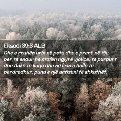 Picture 02 - Eksodi 39:3 ALB - Dhe e rrahën arin në peta dhe e prenë në - Bible Verse Picture