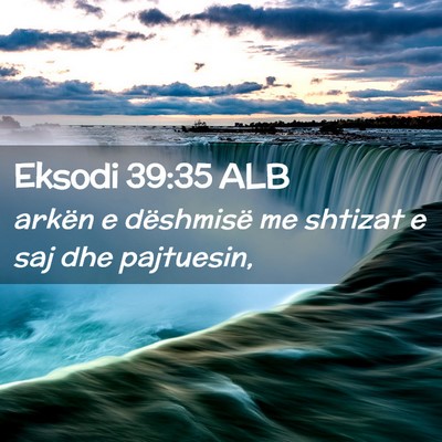 Picture 02 - Eksodi 39:35 ALB - arkën e dëshmisë me shtizat e saj dhe - Bible Verse Picture