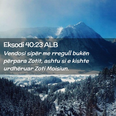 Picture 02 - Eksodi 40:23 ALB - Vendosi sipër me rregull bukën përpara Zotit, - Bible Verse Picture