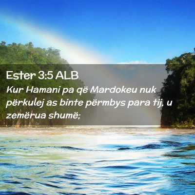 Picture 02 - Ester 3:5 ALB - Kur Hamani pa që Mardokeu nuk përkulej as binte - Bible Verse Picture