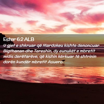 Picture 02 - Ester 6:2 ALB - U gjet e shkruar që Mardokeu kishte denoncuar - Bible Verse Picture