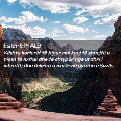 Picture 02 - Ester 8:14 ALB - Kështu korierët të hipur mbi kuaj të shpejtë - Bible Verse Picture