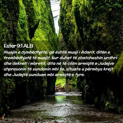 Picture 02 - Ester 9:1 ALB - Muajin e dymbëdhjetë, që është muaji i - Bible Verse Picture