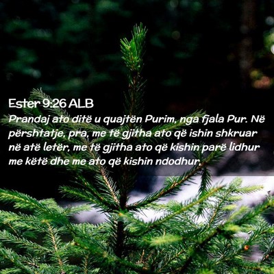Picture 02 - Ester 9:26 ALB - Prandaj ato ditë u quajtën Purim, nga fjala - Bible Verse Picture