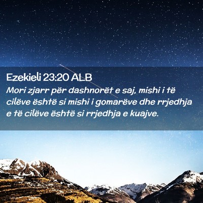 Picture 02 - Ezekieli 23:20 ALB - Mori zjarr për dashnorët e saj, mishi i të - Bible Verse Picture