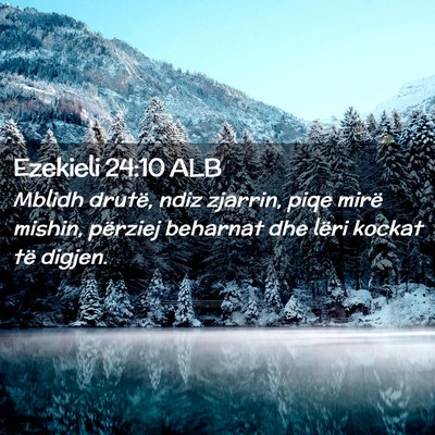 Picture 02 - Ezekieli 24:10 ALB - Mblidh drutë, ndiz zjarrin, piqe mirë mishin, - Bible Verse Picture