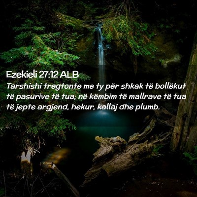 Picture 02 - Ezekieli 27:12 ALB - Tarshishi tregtonte me ty për shkak të - Bible Verse Picture