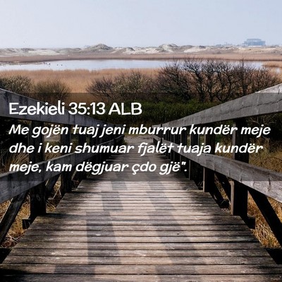 Picture 02 - Ezekieli 35:13 ALB - Me gojën tuaj jeni mburrur kundër meje dhe i - Bible Verse Picture