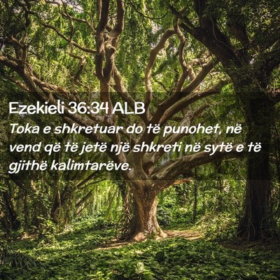 Picture 02 - Ezekieli 36:34 ALB - Toka e shkretuar do të punohet, në vend që të - Bible Verse Picture