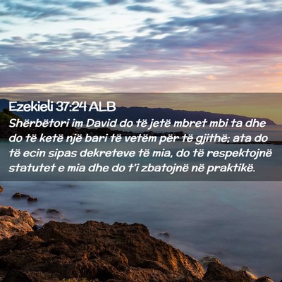 Picture 02 - Ezekieli 37:24 ALB - Shërbëtori im David do të jetë mbret mbi ta - Bible Verse Picture