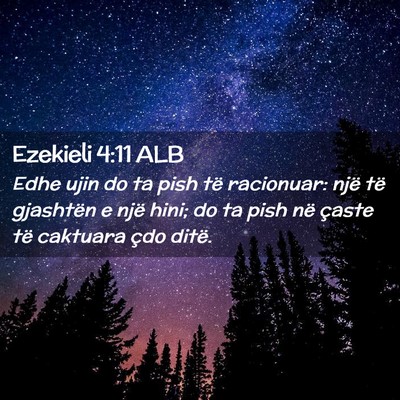 Picture 02 - Ezekieli 4:11 ALB - Edhe ujin do ta pish të racionuar: një të - Bible Verse Picture