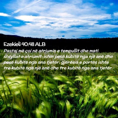 Picture 02 - Ezekieli 40:48 ALB - Pastaj më çoi në atriumin e tempullit dhe mati - Bible Verse Picture