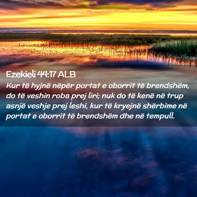 Picture 02 - Ezekieli 44:17 ALB - Kur të hyjnë nëpër portat e oborrit të - Bible Verse Picture