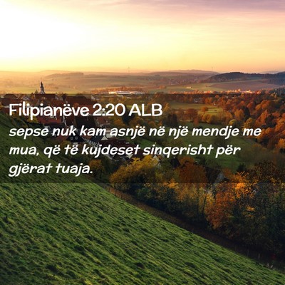 Picture 02 - Filipianëve 2:20 ALB - sepse nuk kam asnjë në një mendje me mua, që - Bible Verse Picture