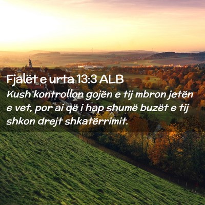 Picture 02 - Fjalët e urta 13:3 ALB - Kush kontrollon gojën e tij mbron jetën e vet, - Bible Verse Picture