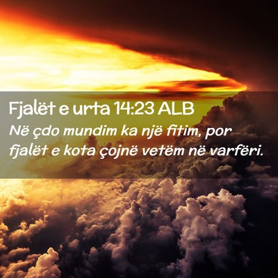 Picture 02 - Fjalët e urta 14:23 ALB - Në çdo mundim ka një fitim, por fjalët e kota - Bible Verse Picture