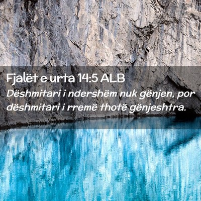 Picture 02 - Fjalët e urta 14:5 ALB - Dëshmitari i ndershëm nuk gënjen, por - Bible Verse Picture
