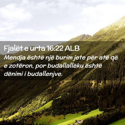 Picture 02 - Fjalët e urta 16:22 ALB - Mendja është një burim jete për atë që e - Bible Verse Picture