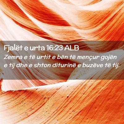Picture 02 - Fjalët e urta 16:23 ALB - Zemra e të urtit e bën të mençur gojën e tij - Bible Verse Picture