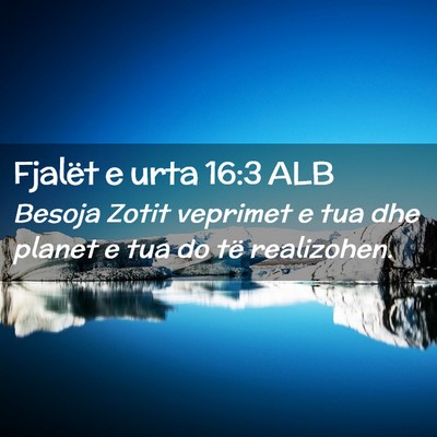 Picture 02 - Fjalët e urta 16:3 ALB - Besoja Zotit veprimet e tua dhe planet e tua do - Bible Verse Picture