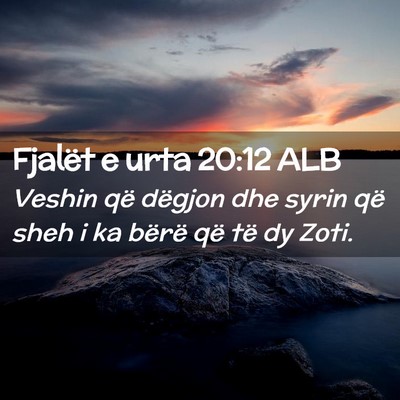 Picture 02 - Fjalët e urta 20:12 ALB - Veshin që dëgjon dhe syrin që sheh i ka bërë - Bible Verse Picture