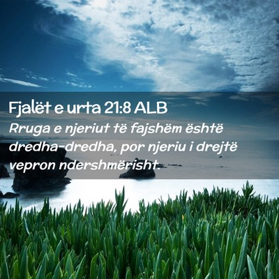 Picture 02 - Fjalët e urta 21:8 ALB - Rruga e njeriut të fajshëm është - Bible Verse Picture
