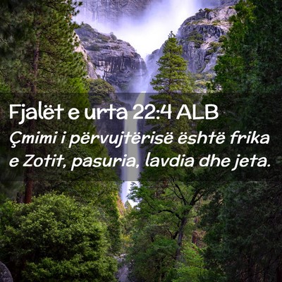 Picture 02 - Fjalët e urta 22:4 ALB - Çmimi i përvujtërisë është frika e Zotit, - Bible Verse Picture