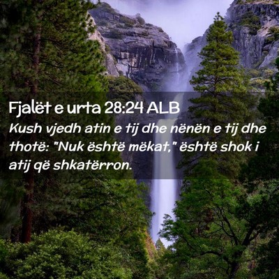 Picture 02 - Fjalët e urta 28:24 ALB - Kush vjedh atin e tij dhe nënën e tij dhe - Bible Verse Picture
