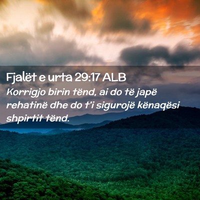 Picture 02 - Fjalët e urta 29:17 ALB - Korrigjo birin tënd, ai do të japë rehatinë - Bible Verse Picture