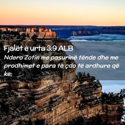 Picture 02 - Fjalët e urta 3:9 ALB - Ndero Zotin me pasurinë tënde dhe me prodhimet - Bible Verse Picture