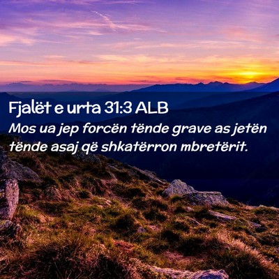 Picture 02 - Fjalët e urta 31:3 ALB - Mos ua jep forcën tënde grave as jetën tënde - Bible Verse Picture