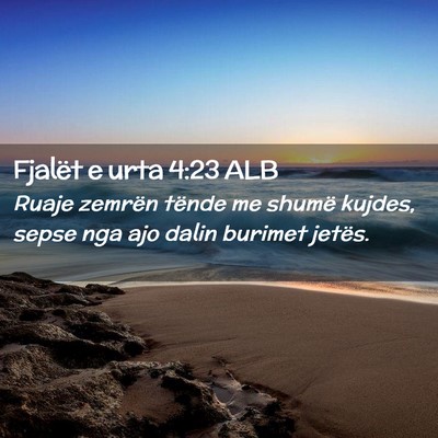 Picture 02 - Fjalët e urta 4:23 ALB - Ruaje zemrën tënde me shumë kujdes, sepse nga - Bible Verse Picture