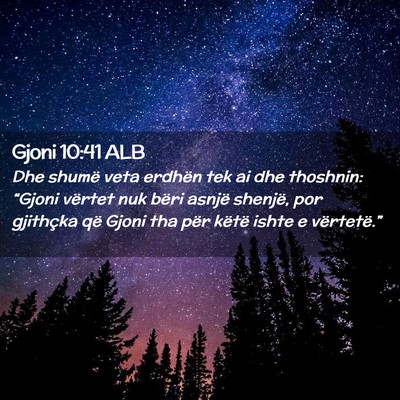 Picture 02 - Gjoni 10:41 ALB - Dhe shumë veta erdhën tek ai dhe thoshnin: - Bible Verse Picture