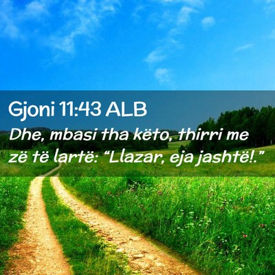 Picture 02 - Gjoni 11:43 ALB - Dhe, mbasi tha këto, thirri me zë të lartë: - Bible Verse Picture