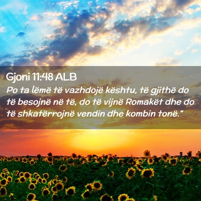 Picture 02 - Gjoni 11:48 ALB - Po ta lëmë të vazhdojë kështu, të gjithë - Bible Verse Picture