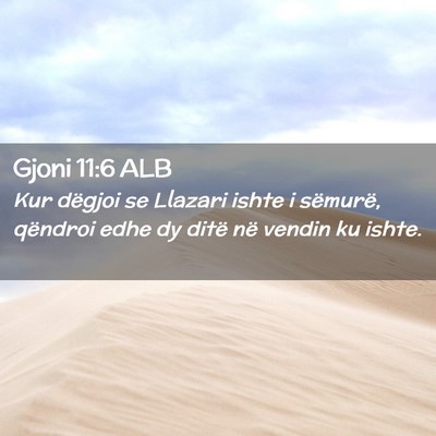 Picture 02 - Gjoni 11:6 ALB - Kur dëgjoi se Llazari ishte i sëmurë, qëndroi - Bible Verse Picture