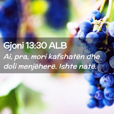 Picture 02 - Gjoni 13:30 ALB - Ai, pra, mori kafshatën dhe doli menjëherë. - Bible Verse Picture